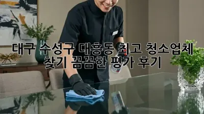 대구 수성구 대흥동 최고 청소업체 찾기: 꼼꼼한 평가 후기